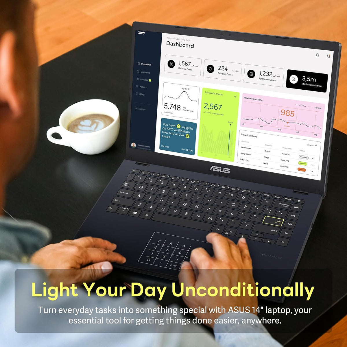 ASUS 14' FHD Laptop, Intel Pentium N6000 Processor, 4GB RAM, 64GB eMMC, Intel UHD Graphics, 720p Webcam, Wi-Fi, Bluetooth, Windows 11, Star Black (Renewed)
