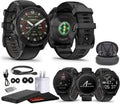 Garmin Tactix 8 47mm AMOLED Display Smart Watch, Built-in Flashlight, 16 Days Battery Life, Premium Tactical GPS Smartwatch, Includes Applied Ballistics Ultralight Solver Bundle with Earbuds and More