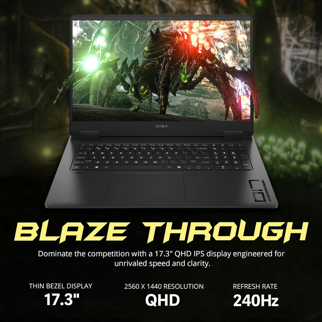 HP Omen 17.3' QHD Gaming Laptop, AMD Ryzen AI 7 350, 64GB DDR5, 3TB Storage(2TB SSD+1TB Docking Station Set), NVIDIA GeForce RTX 5070 8 GB GDDR7, RGB Backlit Keyboard, Win11 Home, Black