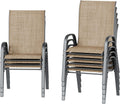 Amopatio Patio Chairs Set of 8, Stackable Dining Chairs for All Weather, Outdoor Chairs Garden Outdoor Furniture for Backyard Deck(Brown)