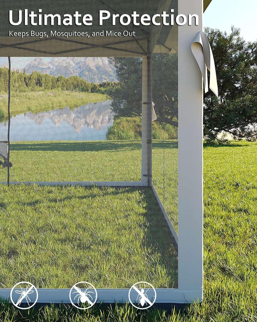 Canopy Tent 13x13, Pop Up Gazebo Tent Easy Setupwith 4 Sand Bags for Backyard Garden Patio, Mosquito Netting & Height Adjustable - Dark Green