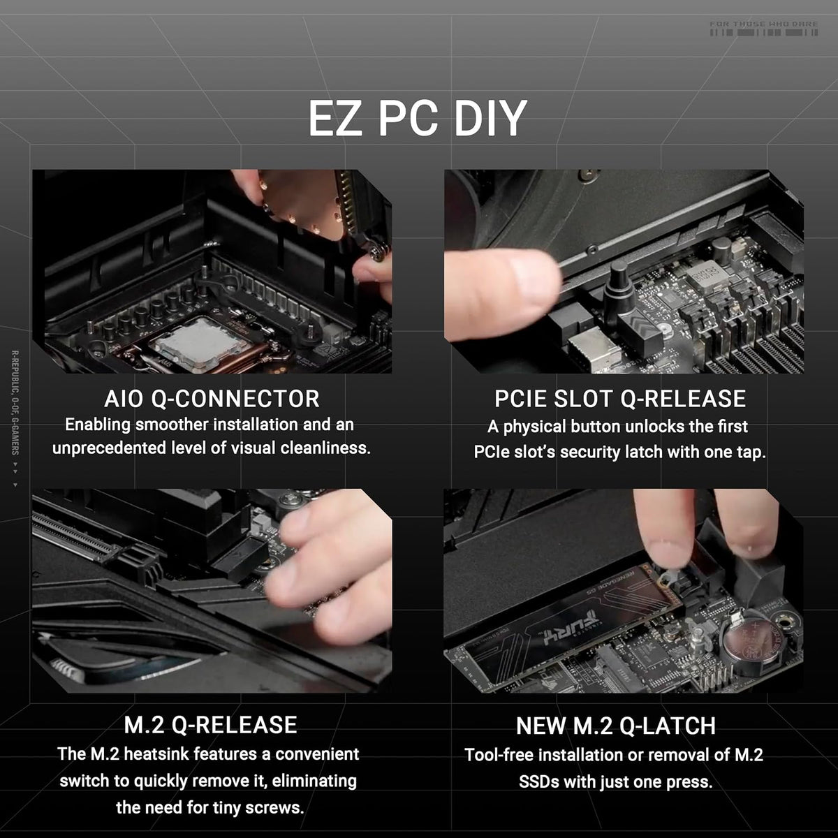 ASUS ROG Crosshair X870E Dark Hero ATX Motherboard, 20+2+2 Power Stages, DDR5 Slots, PCIe® 5.0, Five M.2 Slots, 3D VC M.2 heatsink, USB4®, AI Cache Boost, PCIe Slot Q-Release, AIO Q-Connector