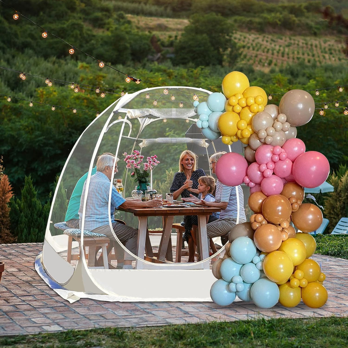 Screen Houses Pop-up Outdoor Camping Tent, 540 Degree Fully Transparent Non Dead Corner Gazebo