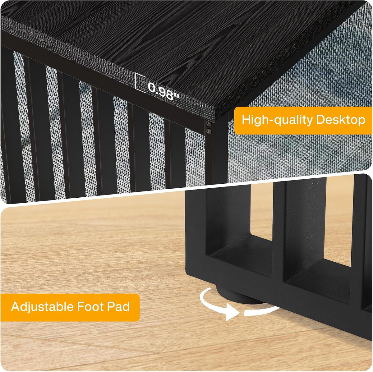 Tribesigns 78.74' Extra Long Computer Desk for 2 Person, Double Long Desk with Heavy Duty Metal Frame, Double Workstation Study Table for Home Office (Without Chair) (Black)