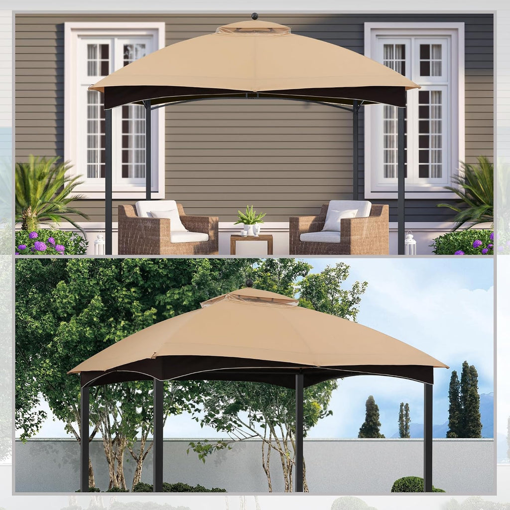 MASTERCANOPY Replacement Canopy Top for Lowe's Allen Roth 10x12 Gazebo #GF-12S004B-1 (Beige Plaid,Riplock Material)