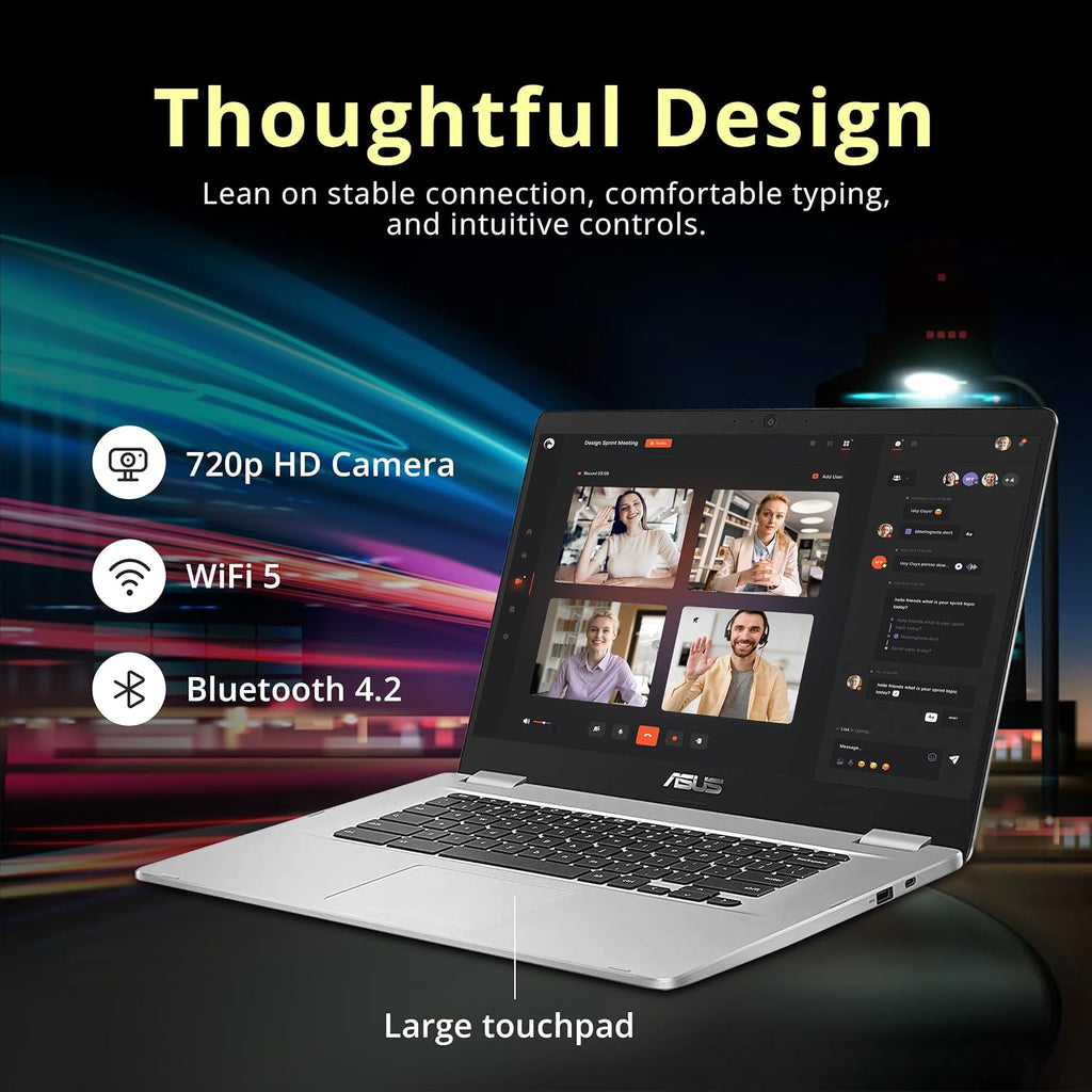 Asus C523NA Chromebook 15.6'' HD Laptop, Intel Celeron N3350 Processor, 4GB RAM, 64GB eMMC Flash Memory, Intel HD Graphics, HD Webcam, Stereo Speakers, Chrome OS, Silver, (renewed)