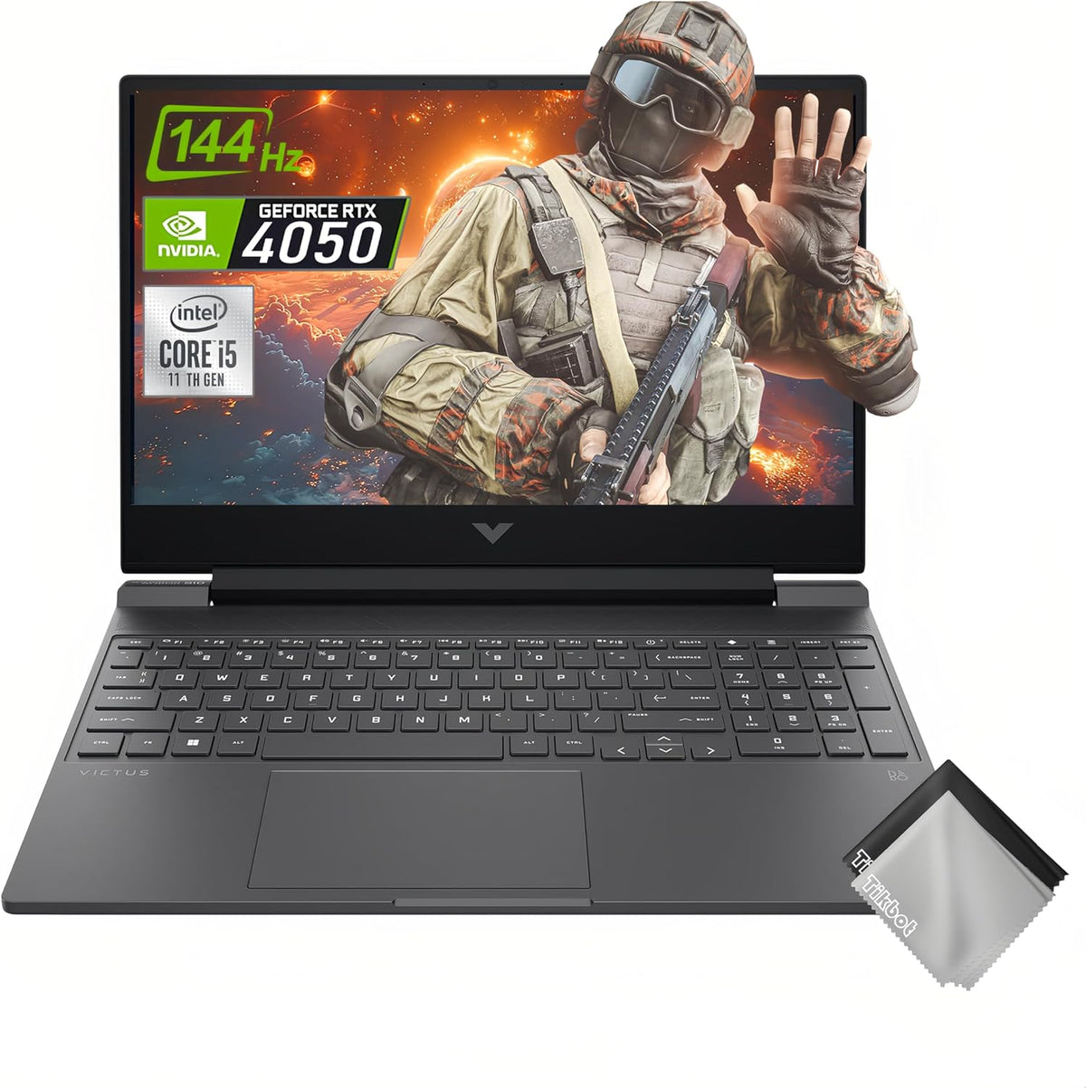 HP Victus 15.6-inch FHD 144Hz Gaming Laptop， Intel Core i5-13420H， NVIDIA GeForce RTX 4050 6GB，Wi-Fi 6，Bluetooth 5.3 ，Win11 Home，w/Cloth (32GB RAM | 2TB PCIe SSD)