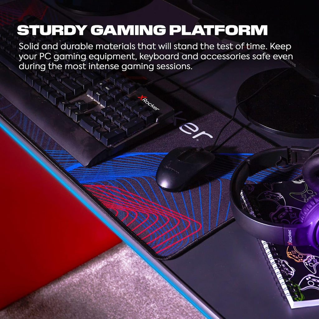 X Rocker Carbon Tek LED Gaming Desk with Wireless Charging, Headphone Hook, and Cable Management