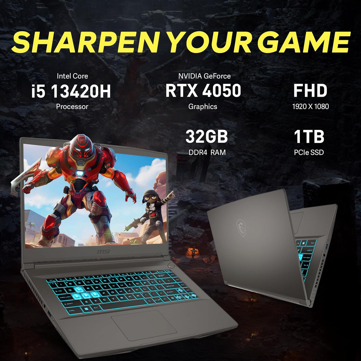 msi Thin 15 15.6' FHD 144Hz Gaming Laptop, Intel i5-13420H, NVIDIA GeForce RTX 4050, 32GB DDR4 RAM, 1TB PCIe SSD, Backlit Keyboard, Wi-Fi 6E, Webcam, Win 11 Pro, Gray, 256GB Docking Station Set