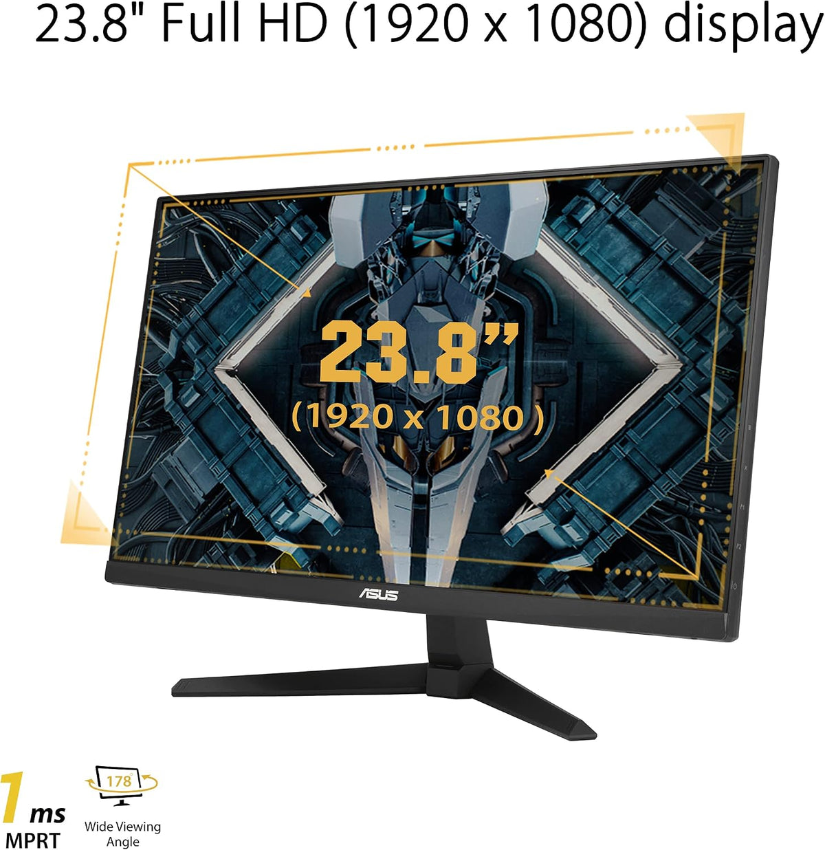 ASUS TUF Gaming 24' 1080P Monitor (VG247Q1A) - Full HD, 165Hz (Supports 144Hz), 1ms, Extreme Low Motion Blur, Adaptive-sync, FreeSync Premium, Shadow Boost, Speakers, Eye Care, HDMI, DisplayPort