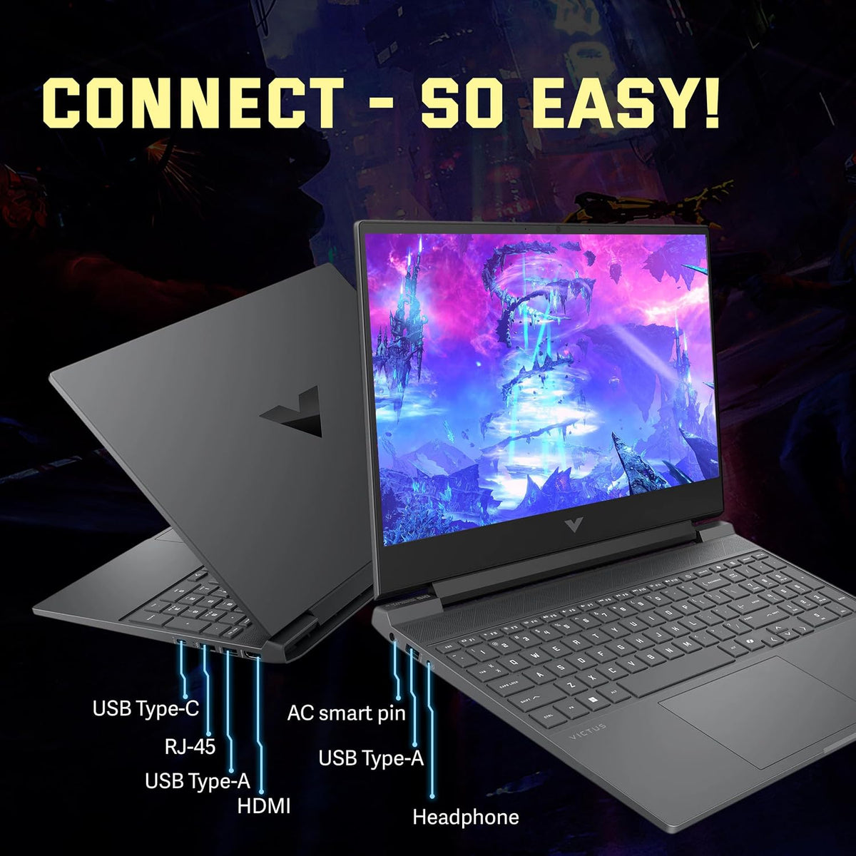 HP Victus 15 Gaming Laptop, AMD Ryzen 7 7445HS, GeForce RTX 4050, 16GB DDR5, 512GB PCIe SSD, 15.6' FHD 144Hz Display, Backlit Keyboard, Copilot, Fast Charge, Win 11, Silver, 1TB Docking Station Set