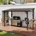 Aoxun 12x6 FT Gazebo with Polycarbonate Panel, All-Weather Outdoor BBQ Canopy with Sloping Steel Roof, Grill Gazebo with 2 Side Shelves & Hooks, Permanent Metal Gazebo for Patio, Backyard, Deck