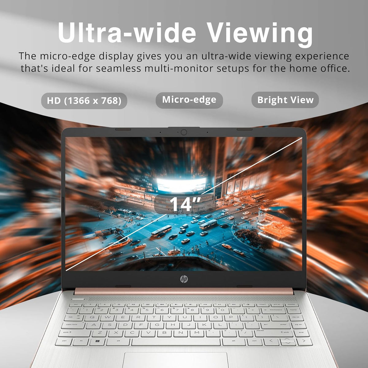HP Stream 14' HD BrightView Laptop, Intel Celeron N4120 Processor, 8GB RAM, 64GB SSD, Intel UHD Graphics, 720p Webcam, WiFi, HDMI, Win 11 S, Gold (Renewed)