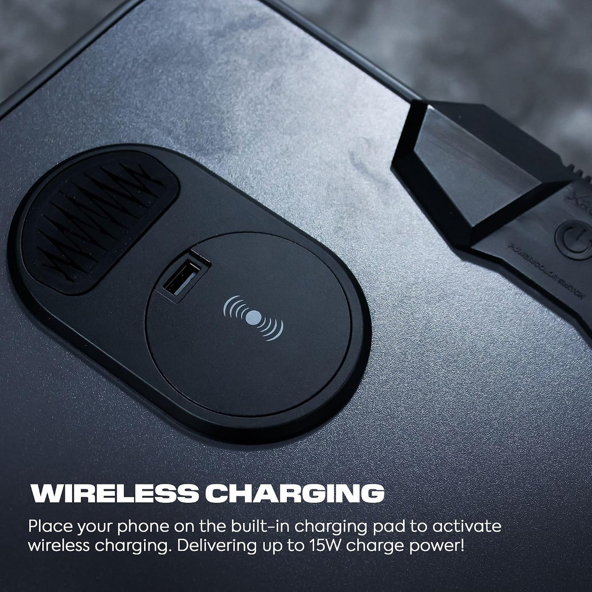 X Rocker Carbon Tek LED Gaming Desk with Wireless Charging, Headphone Hook, and Cable Management