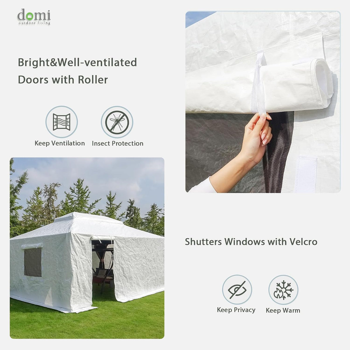 Domi 8' x 8' Universal Winter Gazebo Cover for Hardtop Gazebos,Outdoor Waterproof Enclosed Cover with Sidewalls and Mesh Windows,White (Gazebo not Included)