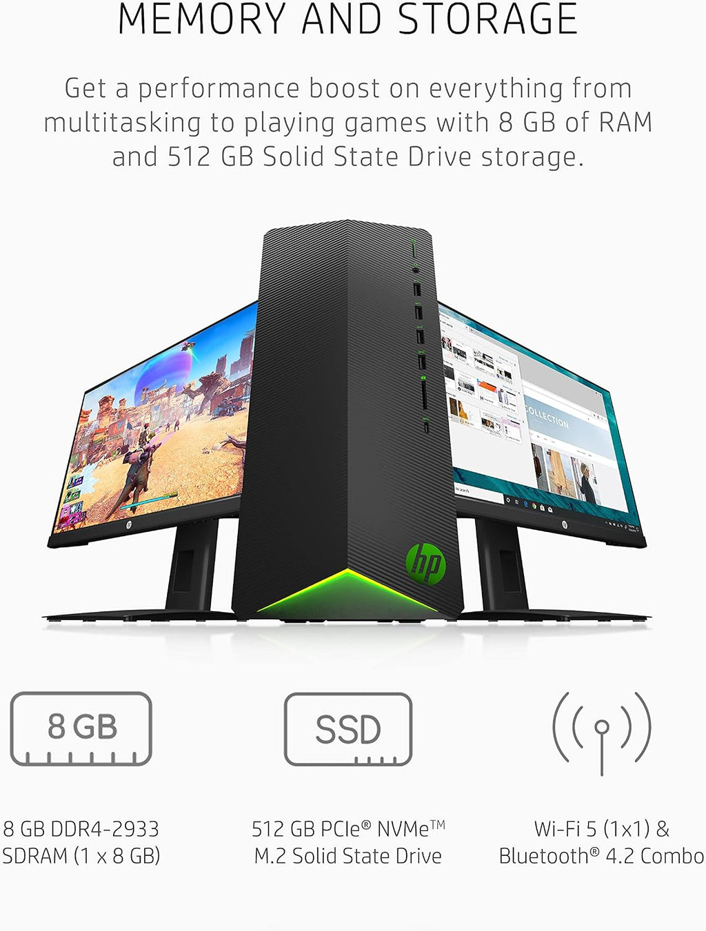 HP Pavilion Gaming PC, NVIDIA GeForce GTX 1650, 11th Gen Intel Core i5-11400F Processor, 8 GB RAM, 512 GB SSD, Windows 11, Wi-Fi 5 & Bluetooth 4.2, 9 USB Ports, Pre-Built PC (TG01-2040, 2021)