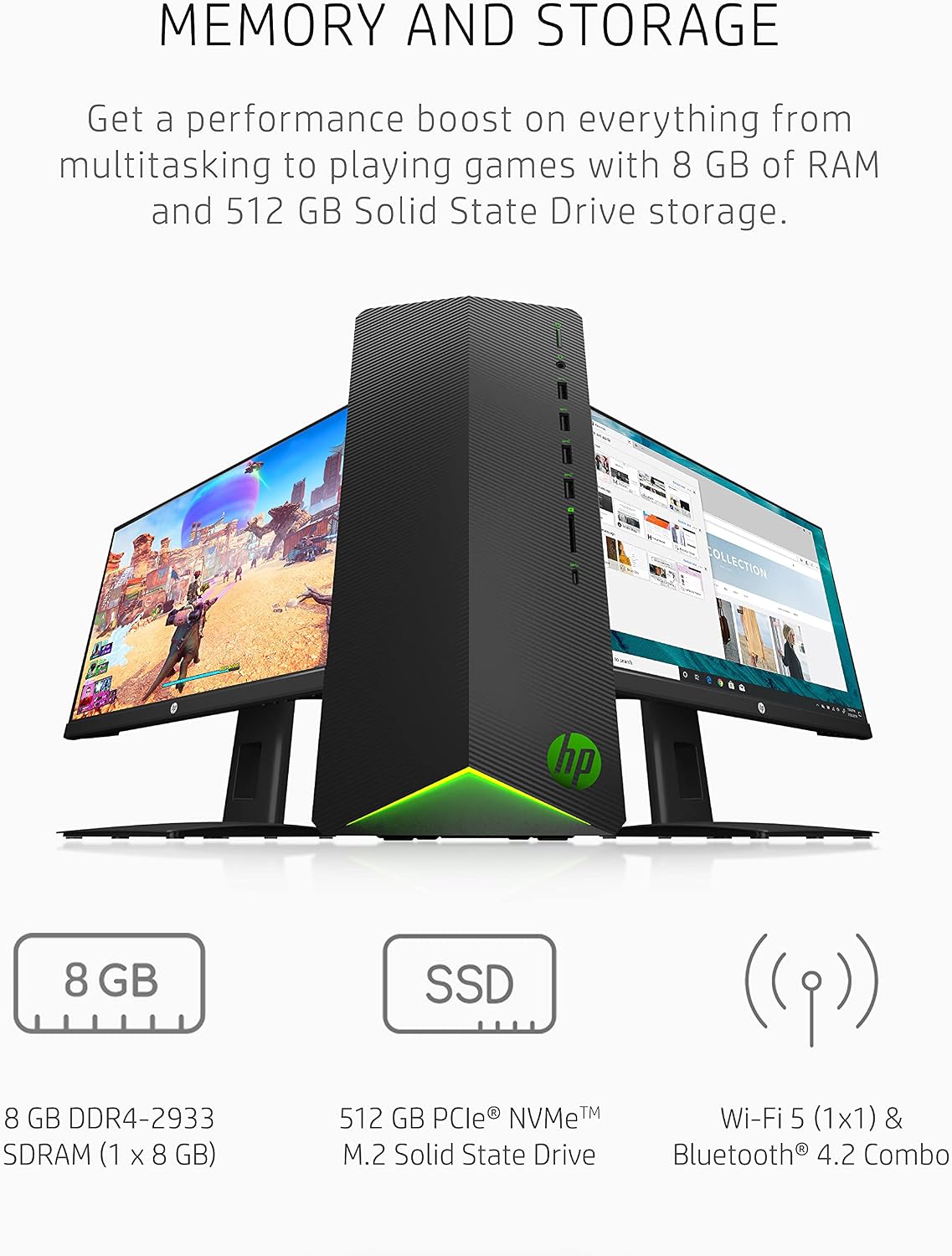 HP Pavilion Gaming PC, NVIDIA GeForce GTX 1650, 11th Gen Intel Core i5-11400F Processor, 8 GB RAM, 512 GB SSD, Windows 11, Wi-Fi 5 & Bluetooth 4.2, 9 USB Ports, Pre-Built PC (TG01-2040, 2021)