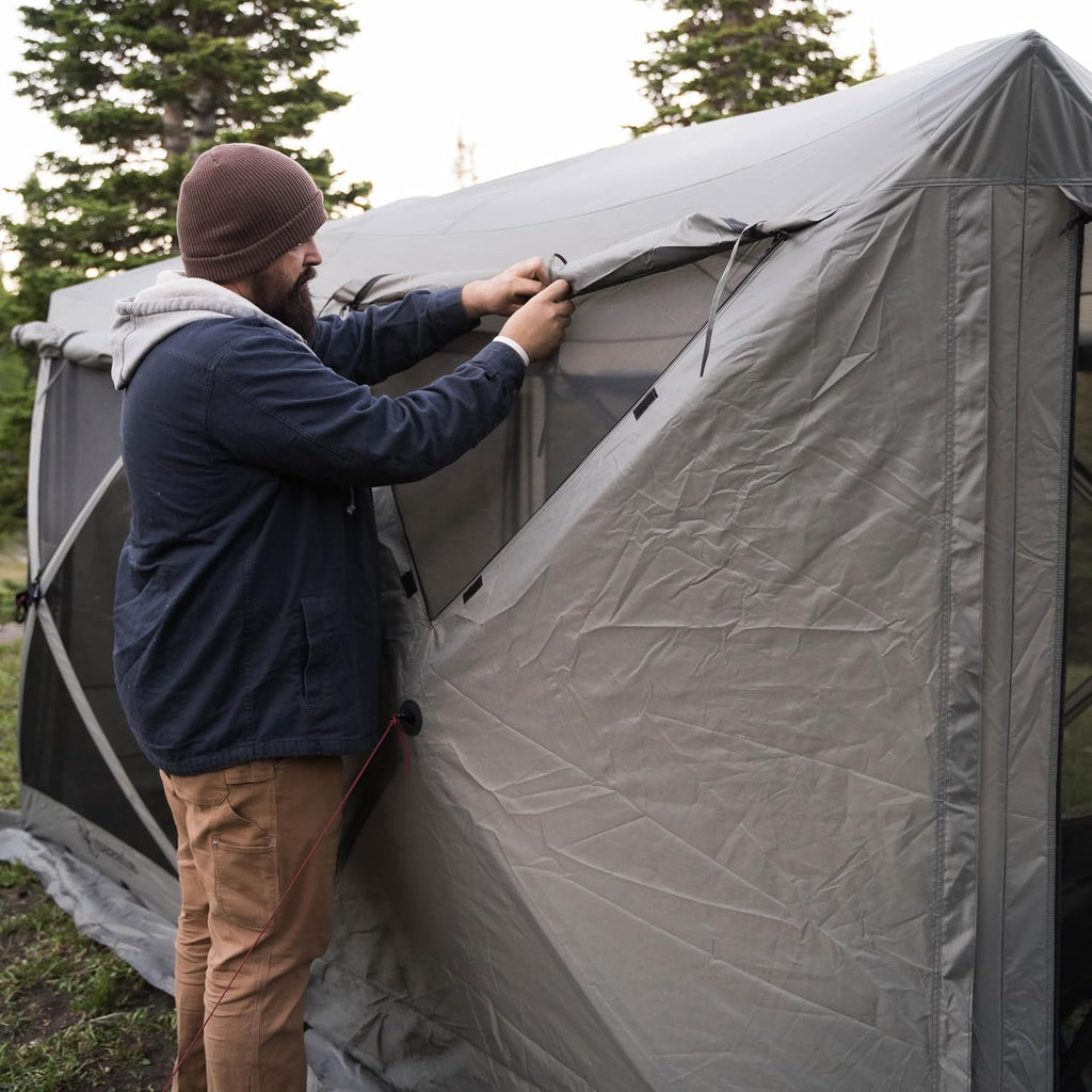 Gazelle Tents™ Tandem Gazebo, Easy Pop-Up Hub Screen Tent, Durable, TriTech Mesh, Waterproof, UV Resistant, 10-Person, Agave Green, 89' x 86' x 156', GG800AG