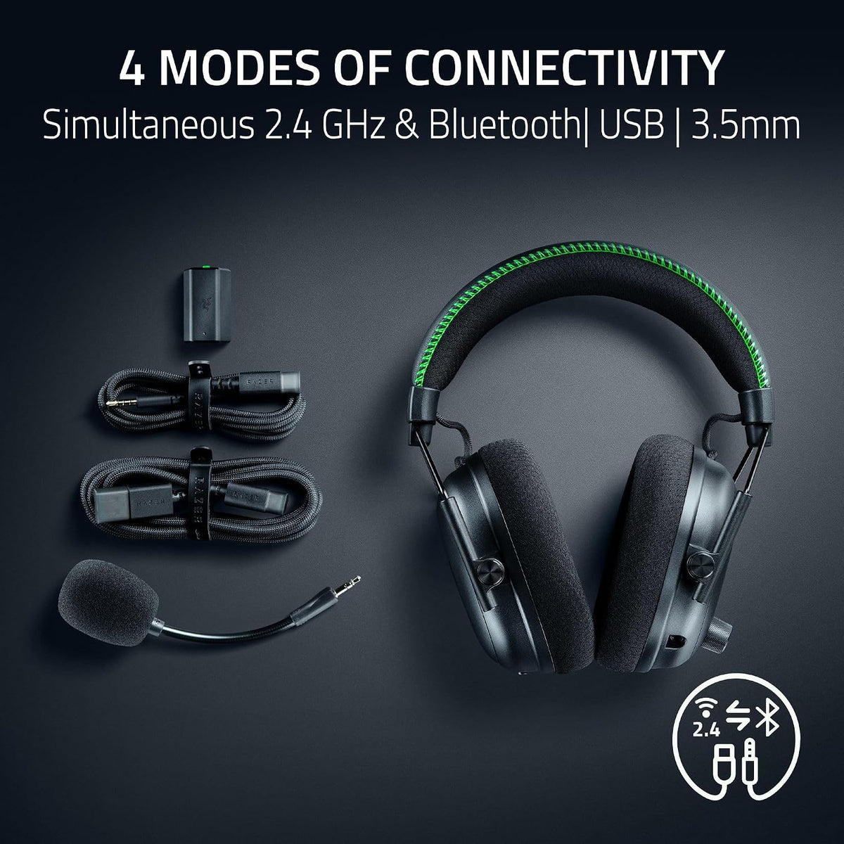 Razer BlackShark V3 Pro Wireless ANC Gaming Headset for Xbox: Full Band Mic - 50mm Driver - 2.4 GHz, Bluetooth, USB, 3.5mm - Works with PC, Mac, PS5, Nintendo Switch - Long Battery Life - 2XKO Edition