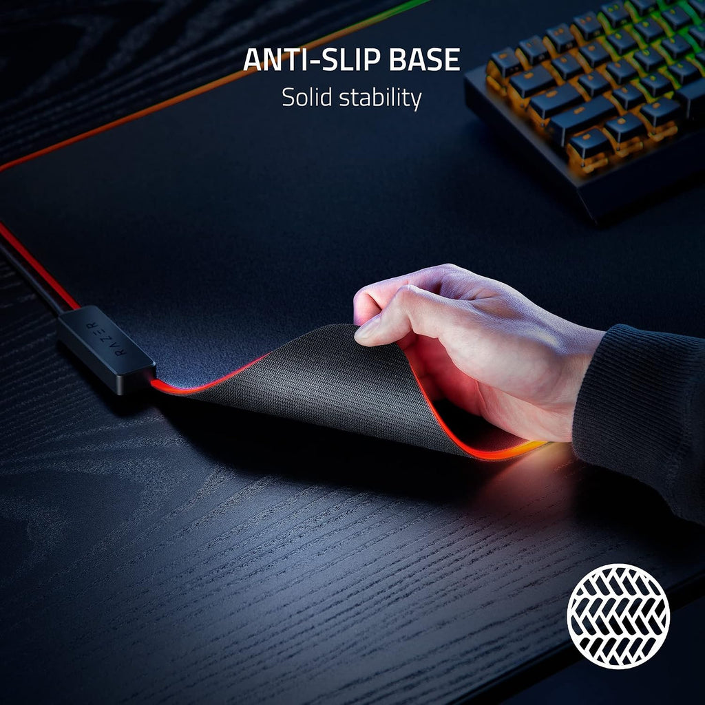 Razer Strider Chroma Hybrid Gaming Mouse Mat with Razer Chroma RGB: Hybrid Soft/Hard Mat - 19 Razer Chroma RGB Lighting Zones - Warp and Water-Resistant - Anti-Slip Base - Seamless Edges XXLarge