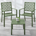 Best Choice Products 3-Piece Outdoor Bistro Set, Stackable Modern Steel Furniture for Porch, Garden w/ 2 Chairs, Table, Geometric Decor - Sage Green