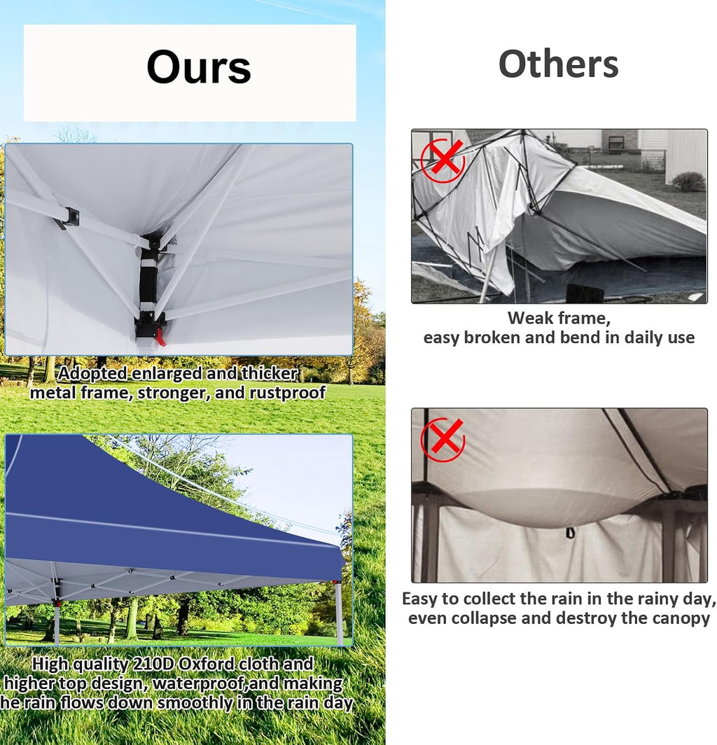 COBIZI Canopy 10x20 Pop Up Canopy Tent with Sidewalls, Waterproof Commercial Canopy Ez Outdoor Instant Gazebo UV Protection 50+ Event Shelter, Garden Tents for Parties with Sandbags, Navy Blue