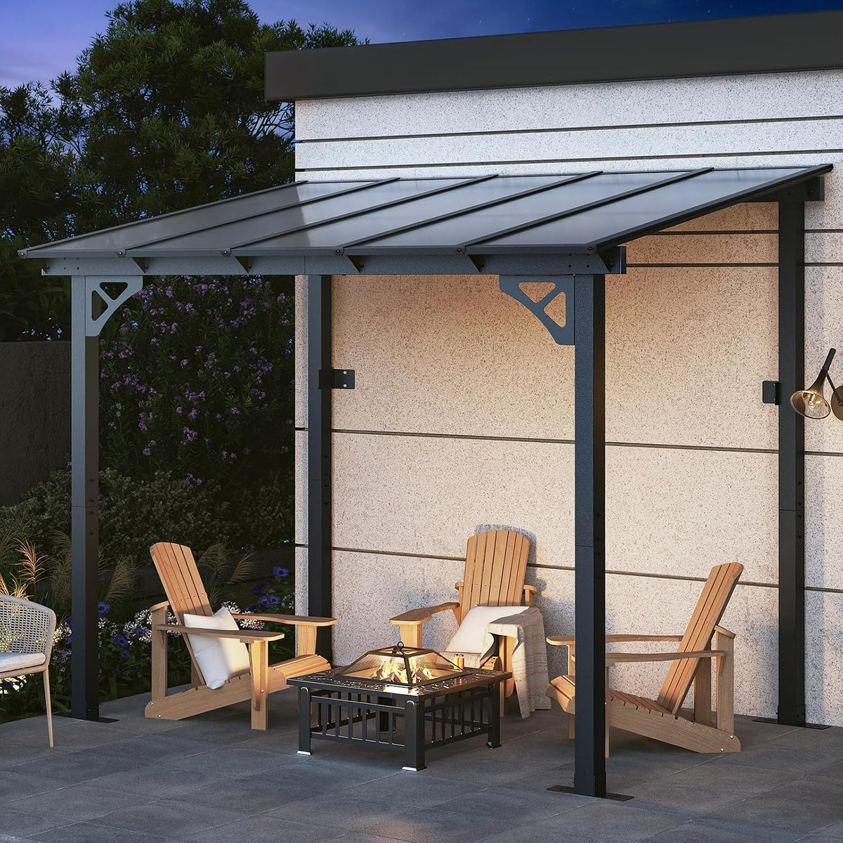 Aoxun 8' x 5' Pergola for Patio, Gazebo with Sloped Roof, Grill Pergola Large Wall-Mounted Heavy Duty Awnings, for Backyard, Deck, Patio