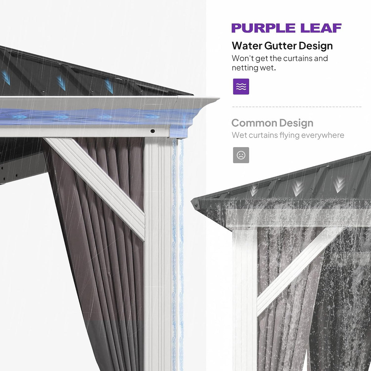 PURPLE LEAF 13' X 17' Hardtop Gazebo with Double Galvanized Steel Roof Awning and Upgrade Curtain for Patio Lawn and Garden, Grey