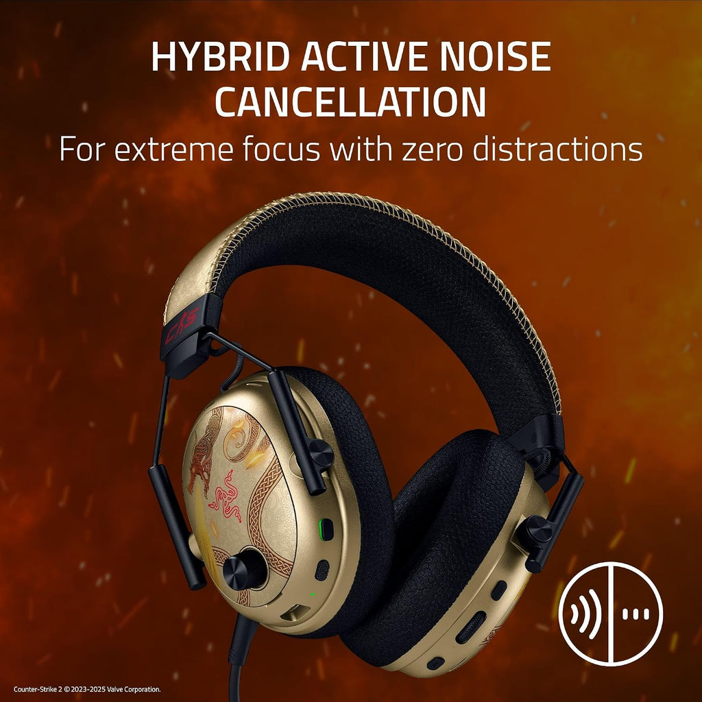 Razer BlackShark V3 Pro Wireless ANC Gaming Headset for PC: Full Band Mic - 50mm Drivers - 2.4 GHz, Bluetooth, USB, 3.5mm - Works with Mac, PS5, Nintendo Switch, Smartphone - Counter-Strike 2 Edition