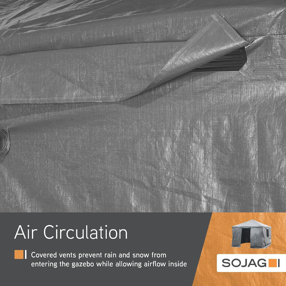 Sojag Winter Cover for Gazebos, Waterproof 10' x 16' Gazebo Accessory with Roll-Up Door, and Vented Panels, All-Season Outdoor Storage