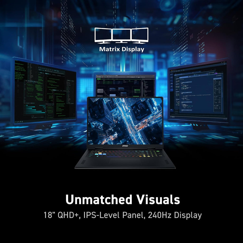 MSI Vector A18 HX 18' 240Hz QHD+ Gaming Laptop: AMD Ryzen 9-9955HX, NVIDIA Geforce RTX 5070Ti, 32GB DDR5, 2TB NVMe SSD, Type C, Wi-Fi 7, Win 11 Pro: Cosmo Gray A9WHG-074US