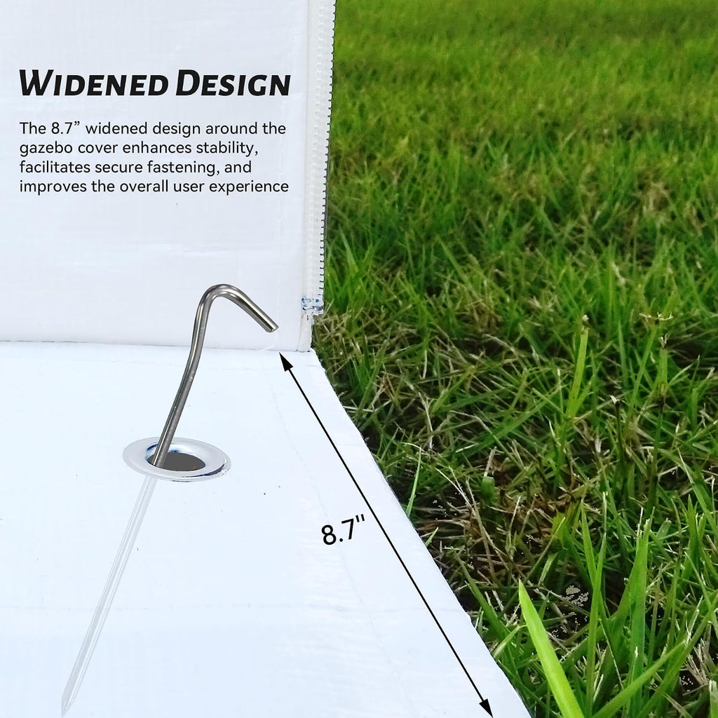8x8 FT Outdoor Gazebo Cover for Hardtop Gazebo, Universal Winter Gazebos Cover with Sidewalls and Mesh Windows, All-Season Used -White (Gazebos Not Included)