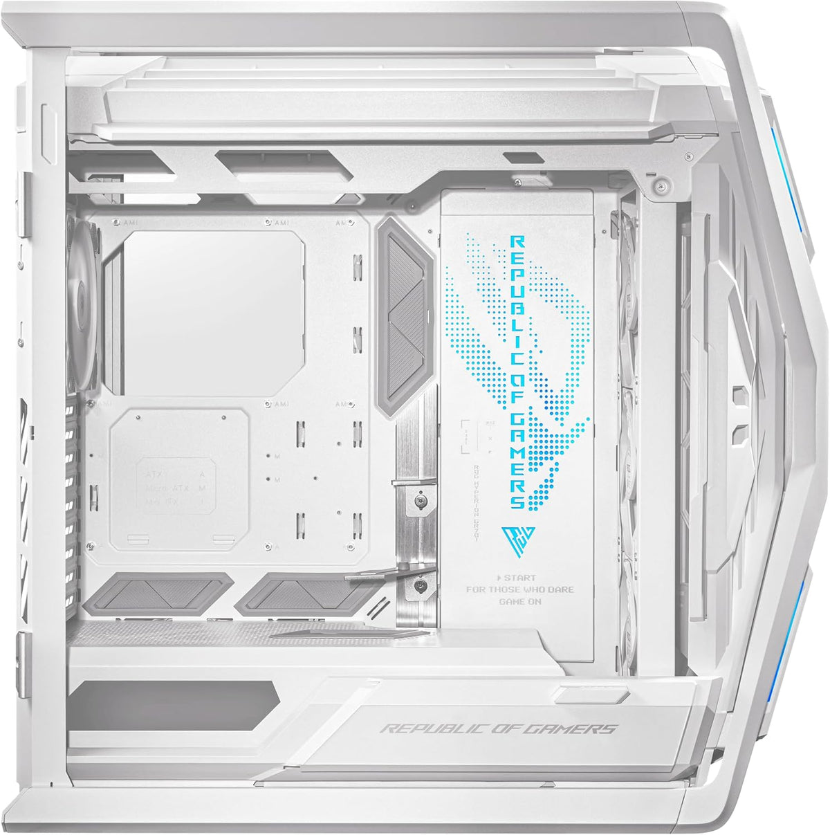 ASUS ROG Hyperion GR701 White EATX Full-Tower Gaming Case, High Airflow Design, Tool-Free Side Panels, Pre-Installed 4x140mm Fans, Supports 420mm Radiators, Built-in GPU Holder, Front USB-C