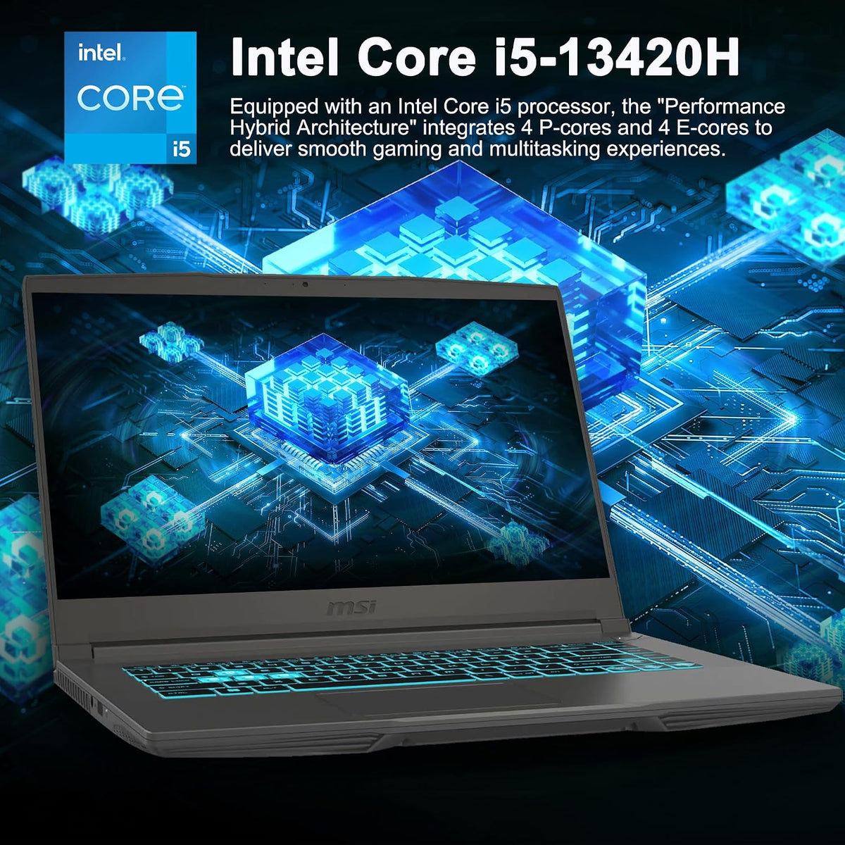 msi Thin 15.6' FHD 144Hz IPS Gaming Laptop, 13th Gen Intel Core i5-13420H, NVIDIA GeForce RTX 4050, 16GB RAM, 512GB SSD, WiFi 6, Backlit Keyboard, Cooler Boost, Win 11 w/ICP Hub