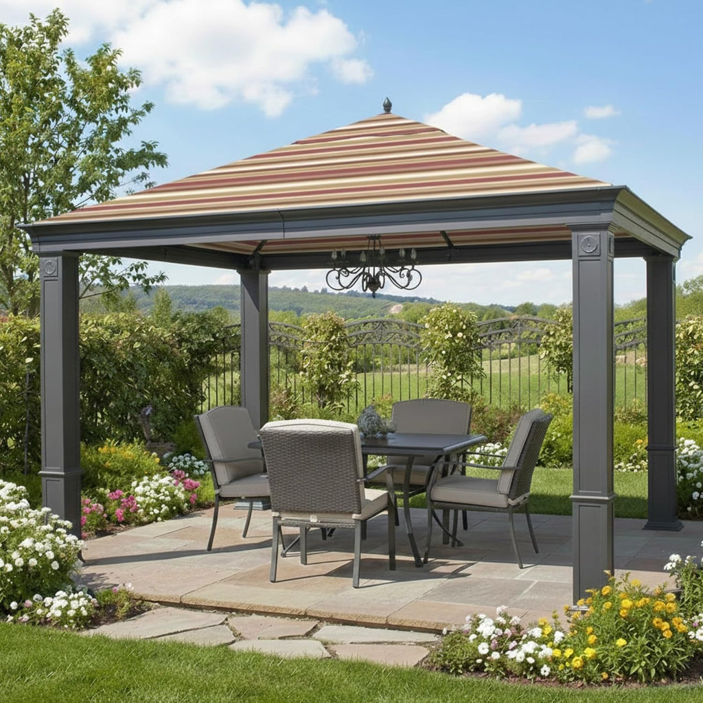 Garden Winds Durable 350 Replacement Canopy Top Compatible with Tiverton (Series 3) 10' x 12' Gazebo Models SA-585, DPCI 009050195 - Stripe Canyon