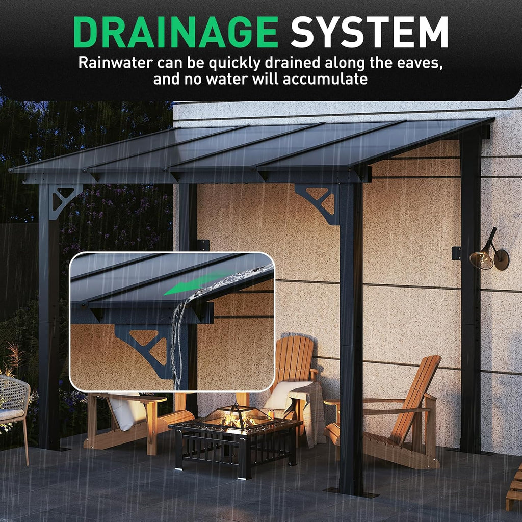 Aoxun 8' x 5' Pergola for Patio, Gazebo with Sloped Roof, Grill Pergola Large Wall-Mounted Heavy Duty Awnings, for Backyard, Deck, Patio