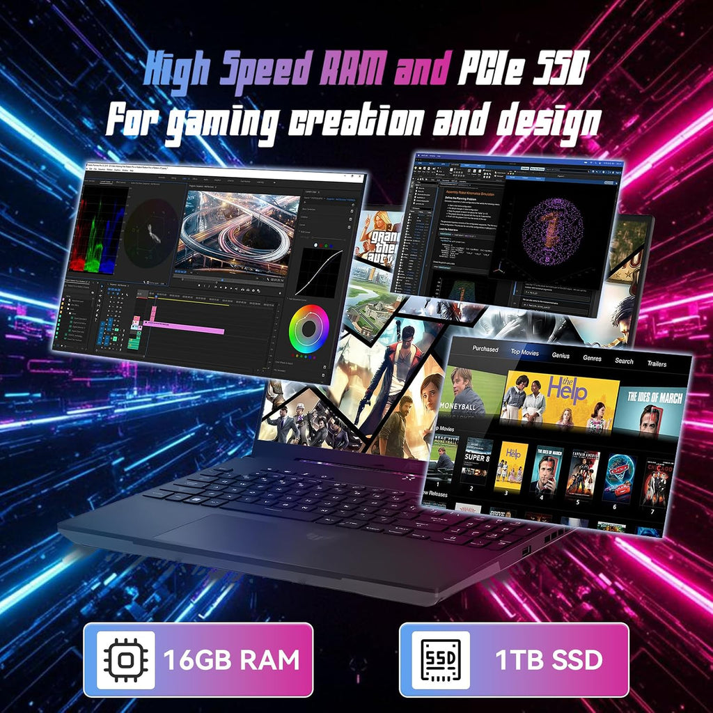 ASUS TUF A16 16' FHD 165Hz Gaming Laptop - AMD Ryzen 7 7735HS, Radeon RX 7700S, 16GB DDR5, 1TB SSD, RGB Backlit KB, Wi-Fi 6, Win11 Pro - Off Black (w/Accessories)
