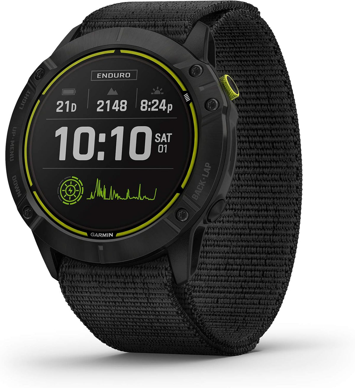 Garmin Fenix Enduro, Ultraperformance Multisport GPS Watch with Solar Charging Capabilities, Battery Life Up to 80 Hours in GPS Mode, Carbon Gray DLC Titanium with Black UltraFit Nylon Band