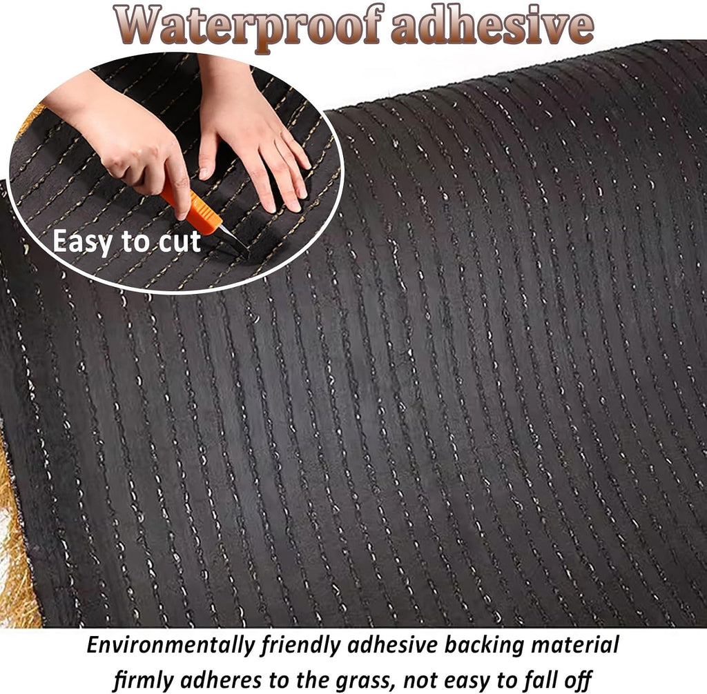 Synthetic Thatch Grass Table Runner, Artificial Palm Straw Roll, Simulation Thatch Tile, Fake Straw Fireproof, Faux Turf for Garden Pavilion Decoration(0.5x17m(19.7x669.3in))