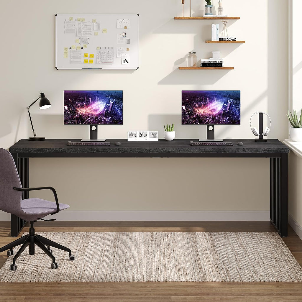 Tribesigns 78.74' Extra Long Computer Desk for 2 Person, Double Long Desk with Heavy Duty Metal Frame, Double Workstation Study Table for Home Office (Without Chair) (Black)
