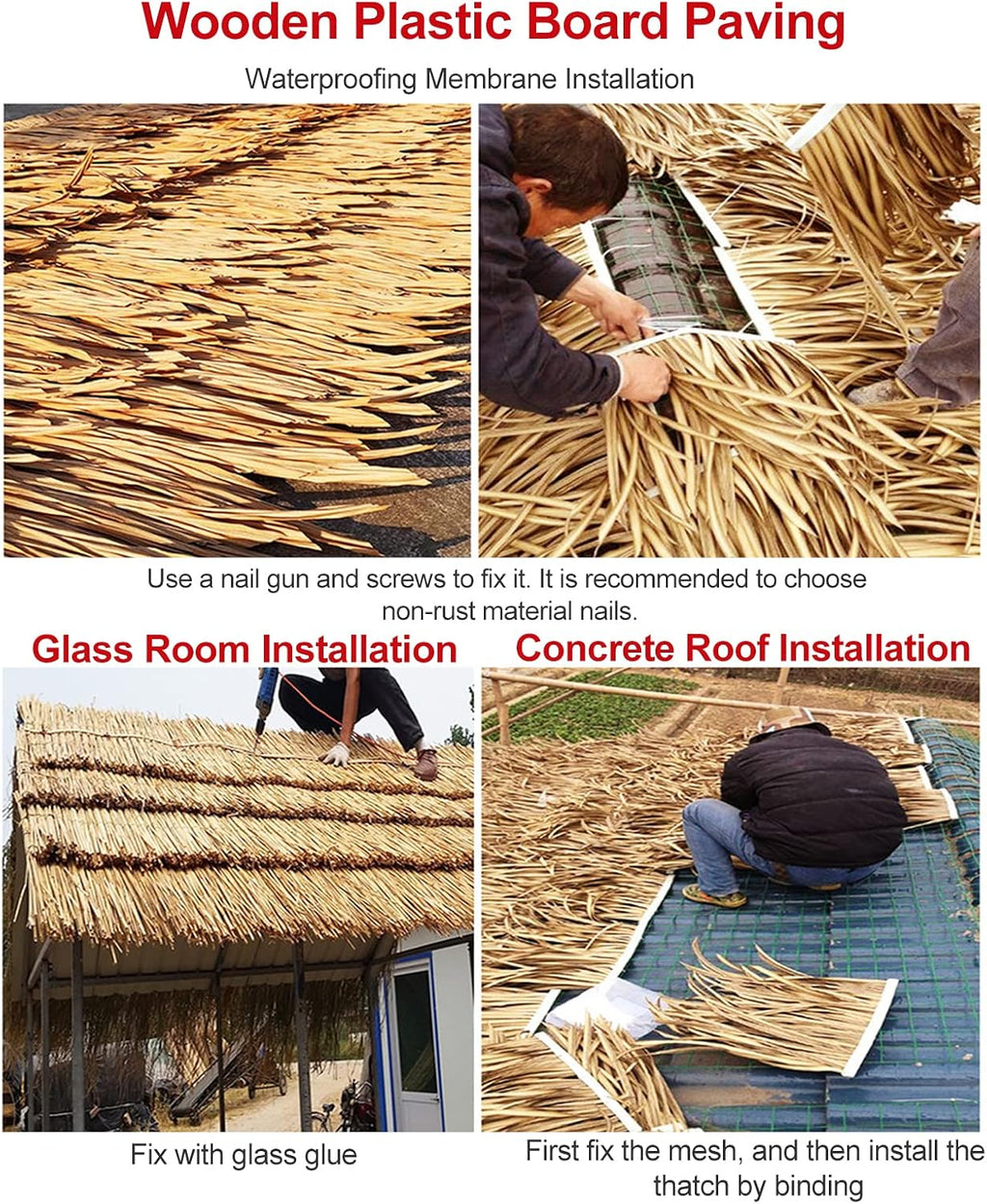 Simulation Thatch Roll Roofing Straw Tiles Artificial Palm Thatch Runner Fireproof and Anti-Aging for Outdoor Roof Pavilion Garden Tiki Bar Wooden House Decoration, 1-10m(Size:5m/16.4ft)