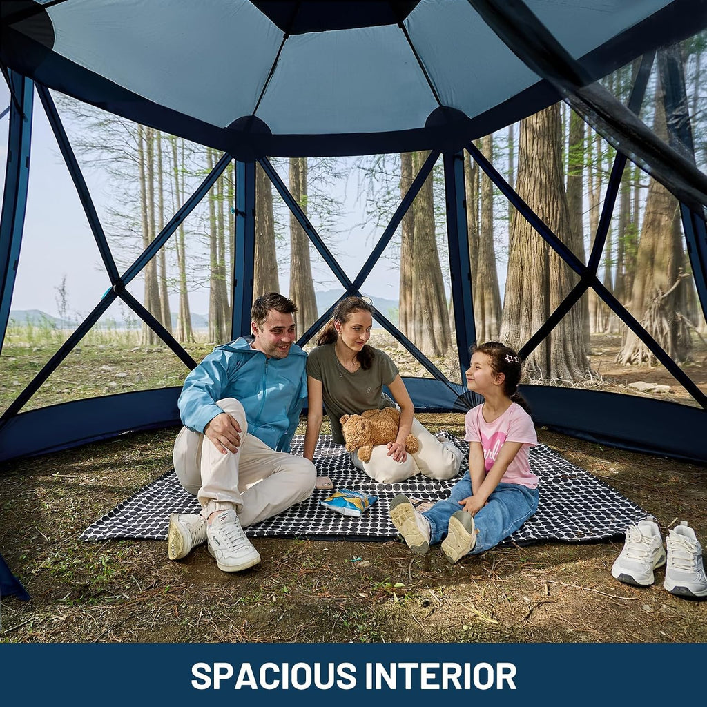 Timber Ridge Pop Up Gazebo, Portable Instant Screen House with Netting, Easy 60-Second Set-Up, Measures 12.1' x 10.5' x7.2', Fits 8 People, Ideal for Camping, Backyard, Patio, Tailgating, Picnics