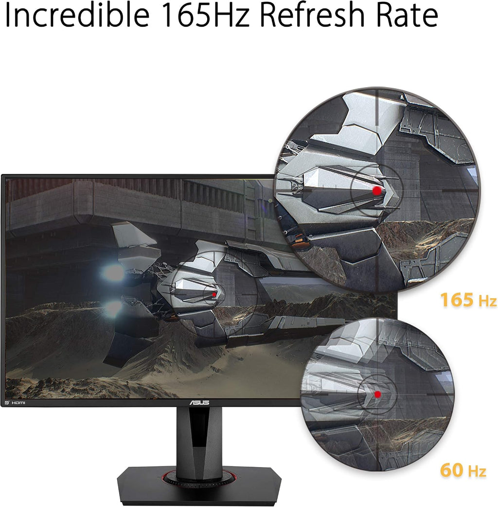 ASUS TUF Gaming 27' 1080P Monitor (VG279QR) - Full HD, IPS, 165Hz, 1ms, Extreme Low Motion Blur, G-SYNC Compatible, Shadow Boost, VESA Mountable, DisplayPort, HDMI, Height Adjustable