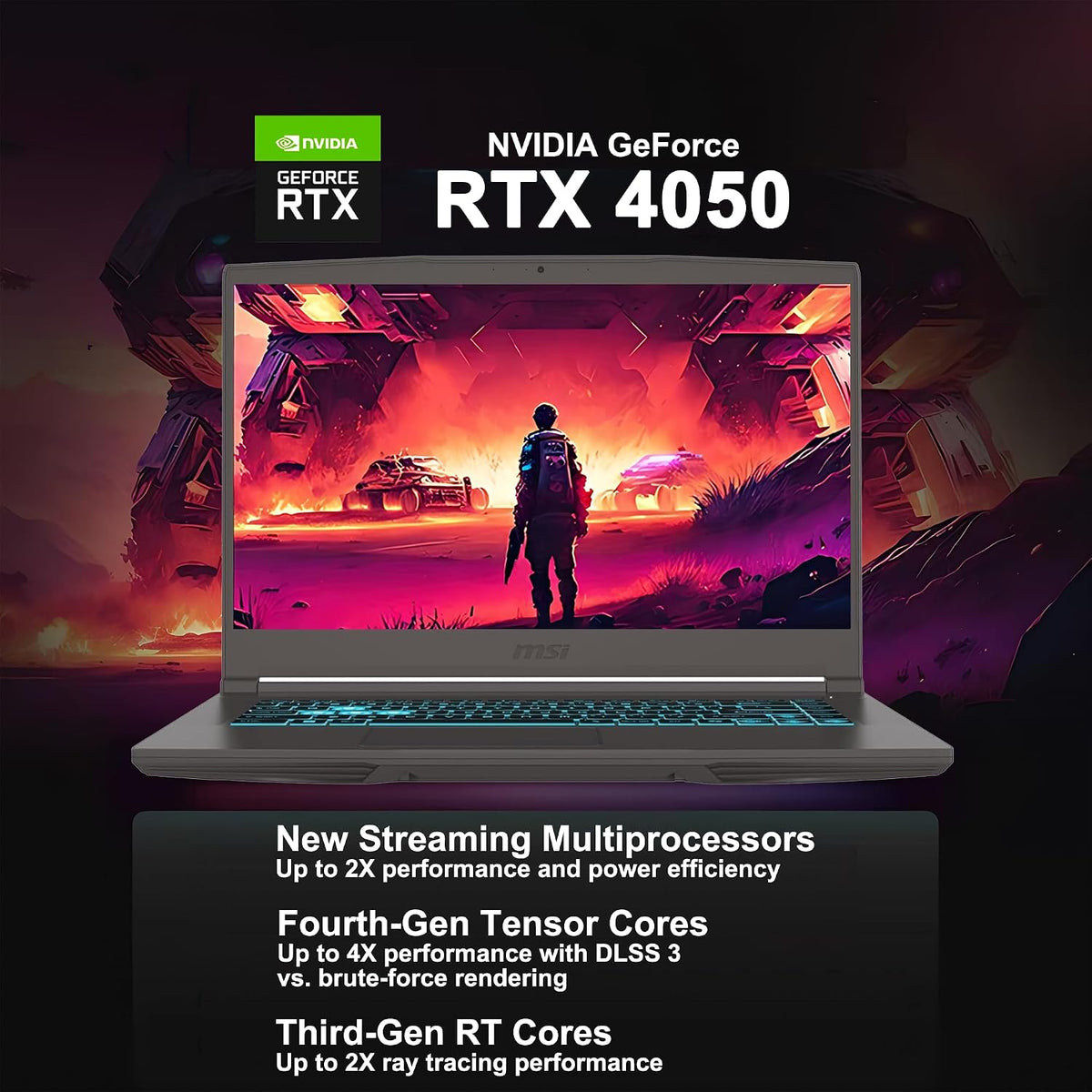 msi Thin 15 Gaming Laptop 15.6' FHD IPS 144Hz Intel Octa core i5-13420H (Beats i7-12650H) 16GB RAM 1TB SSD GeForce RTX 4050 Backlit Type-C Wi-Fi6E Win11 ICP Hub
