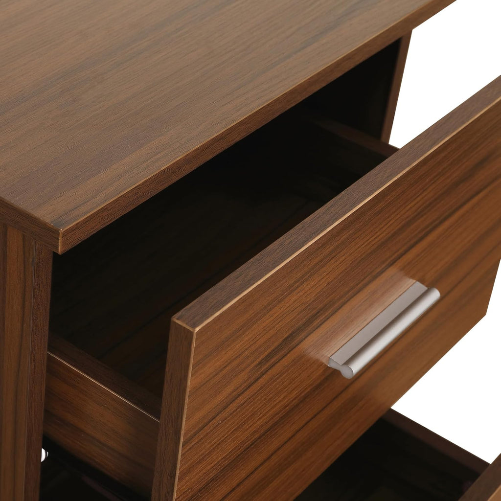 Techni Mobili L Shaped Desk - Two-Toned Computer Desk with Drawers & Storage Shelves - Simple Modern Furniture & Home Office Space Corner Table for Work & Writing