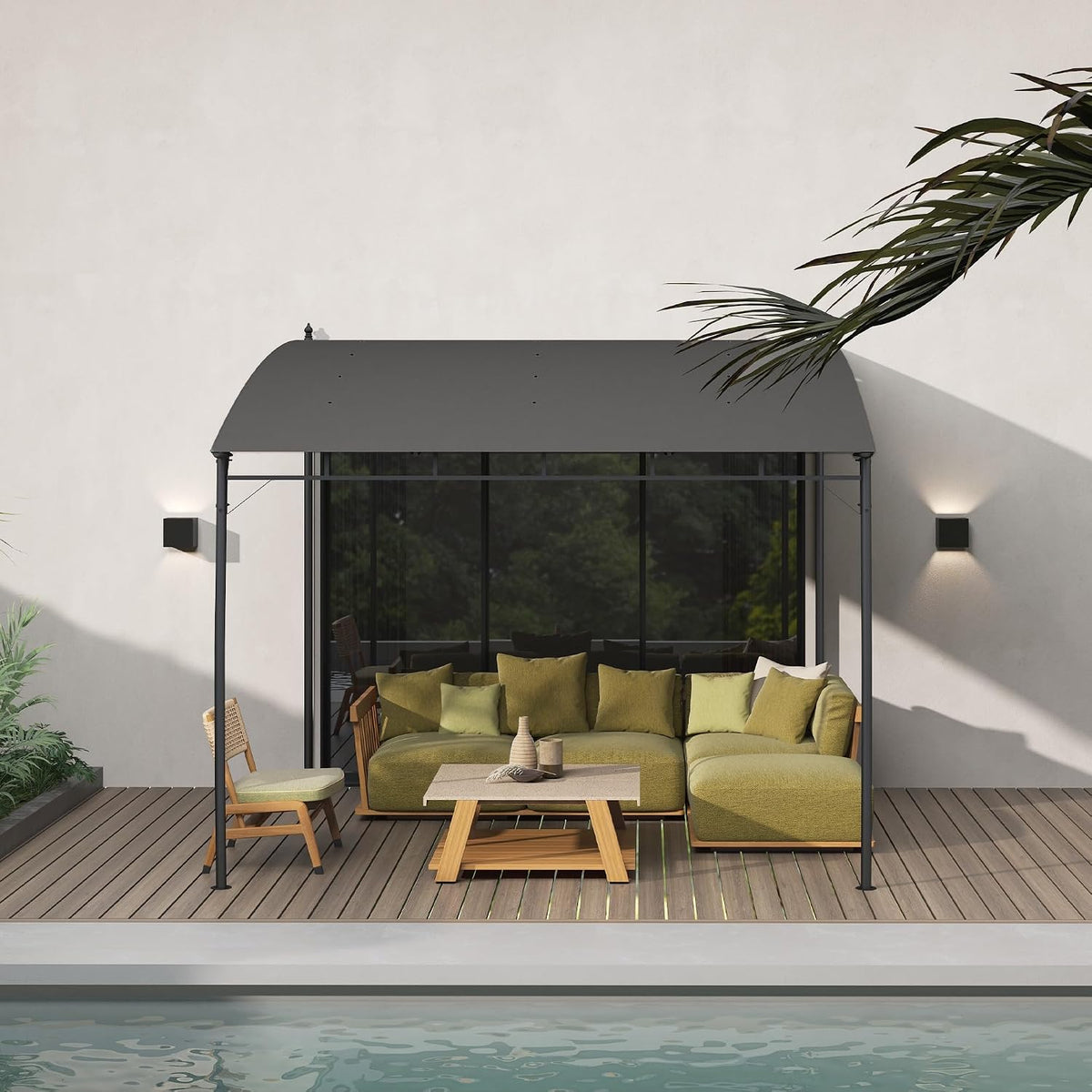 Outsunny 10' x 10' Outdoor Pergola Gazebo with UV-Resistant Canopy and Metal Frame, Sun Shade Shelter for Porch, Patio, Deck, Backyard, Charcoal Gray