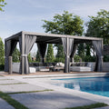 Aoxun Louvered Pergola 12' x 20' Outdoor Aluminum Pergola Adjustable Roof, with Waterproof Curtains and Nets, for Decks, Gardens, Gray