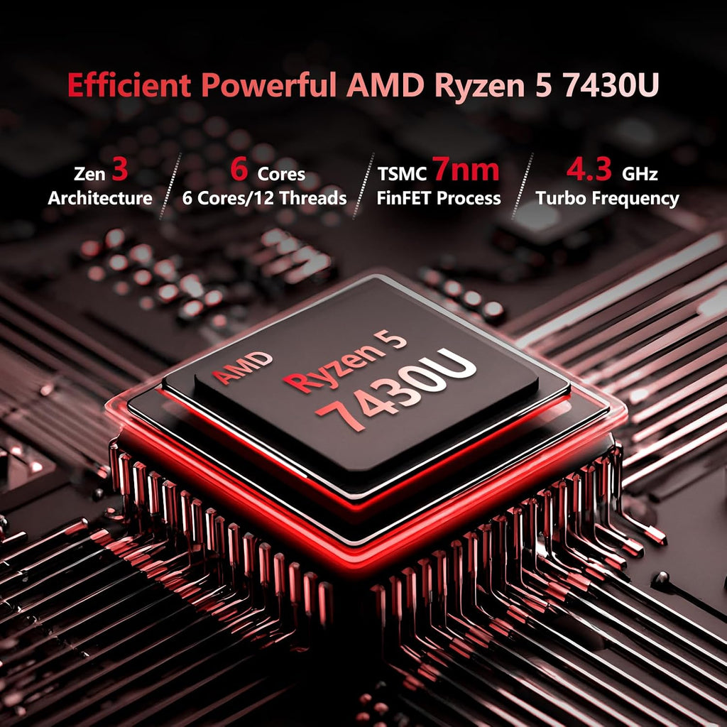 Laptop, AMD Ryzen 5 7430U Gaming Laptop, 15.6 Inch Laptop Computer with 16GB RAM 512GB SSD, AMD Radeon Lap top, Laptops with Backlit Keyboard, 55.2Wh Battery, Type-C, HDMI,Win 11 Pro