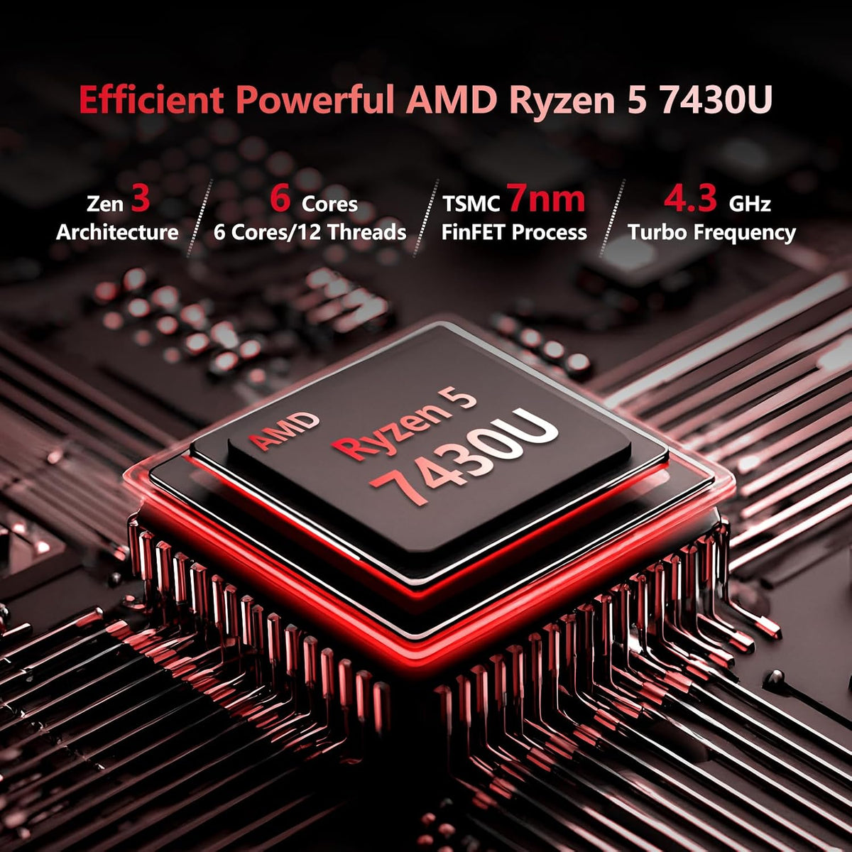 Laptop, AMD Ryzen 5 7430U Gaming Laptop, 15.6 Inch Laptop Computer with 16GB RAM 512GB SSD, AMD Radeon Lap top, Laptops with Backlit Keyboard, 55.2Wh Battery, Type-C, HDMI,Win 11 Pro