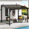 MEISSALIVVE 8' x 10' Wall Mounted Lean to Metal Awnings with Sloped Roof, Outdoor Patio Gazebo Awning for Backyard, Deck, Black